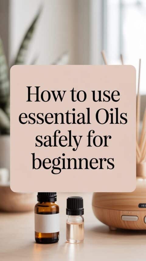 Essential oil safety basics showing dilution with carrier oil and diffuser