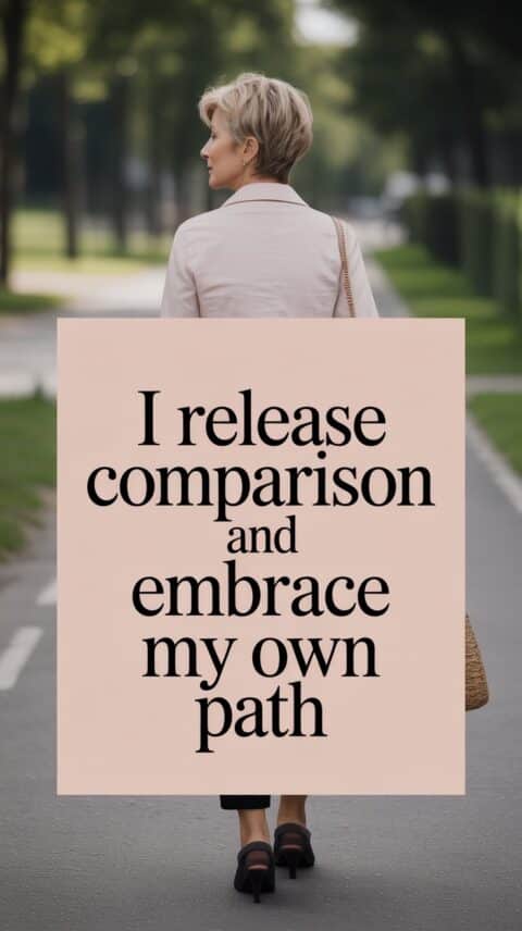 Self-love affirmation about releasing comparison and embracing your own path