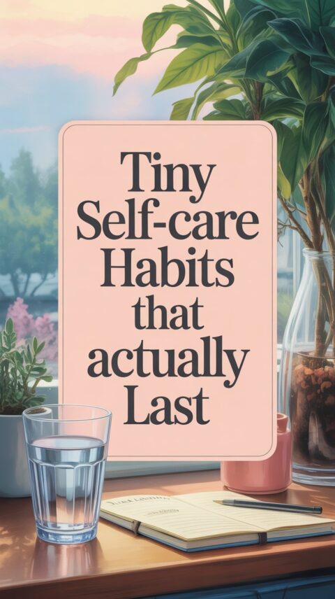 Simple daily self-care items arranged neatly to represent easy sustainable habits