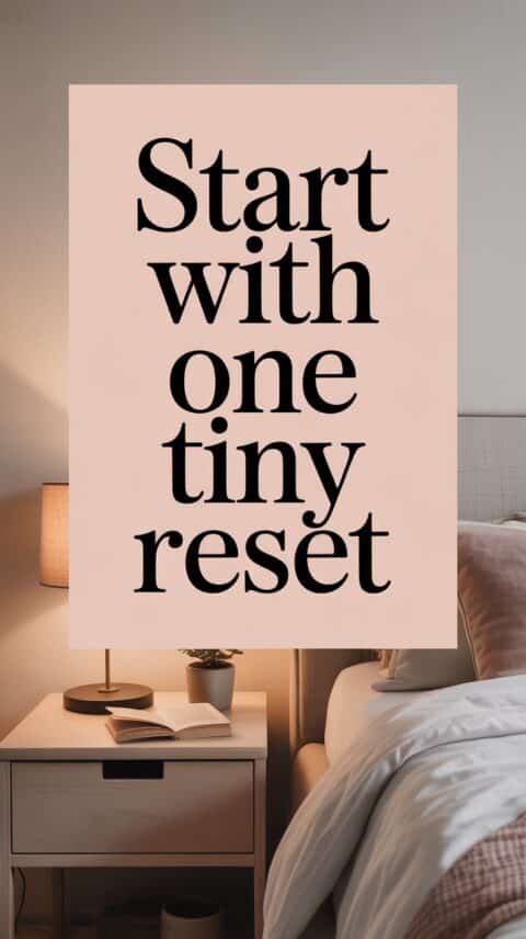 Minimal bedside table reset showing a simple home refresh for when you feel stuck