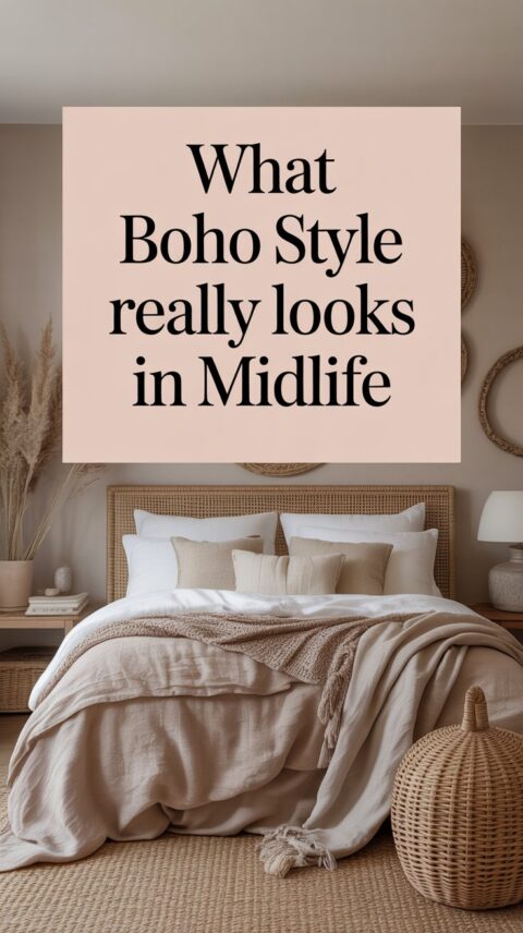 Grown-up boho bedroom with neutral tones, natural textures, and relaxed styling