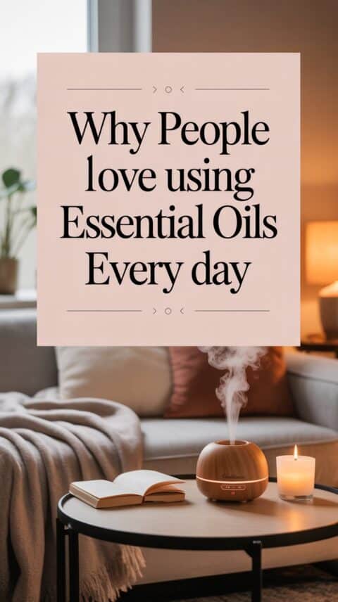 Cosy home scene with essential oil diffuser creating a calm atmosphere