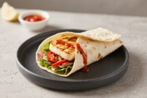 Halloumi Wrap With Sweet Chilli Sauce for One