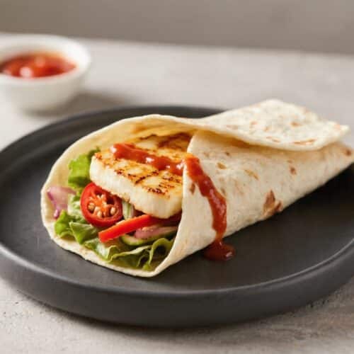 Halloumi Wrap With Sweet Chilli Sauce for One