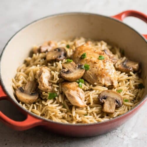 One Pot Chicken and Mushroom Orzo