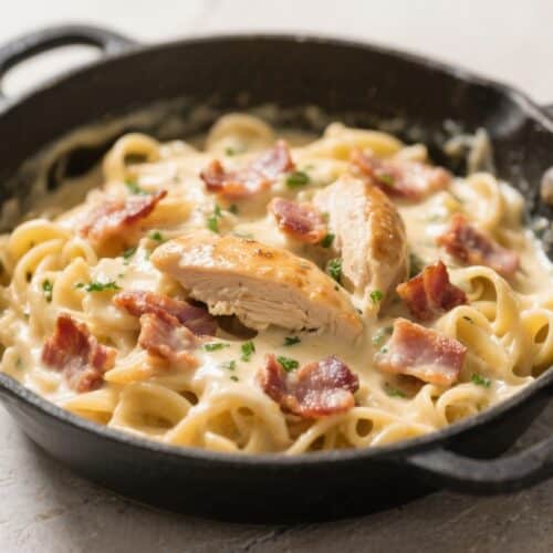 One Pot Creamy Chicken and Bacon Pasta