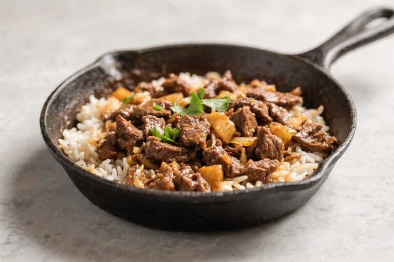 One Pot Beef and Rice Skillet