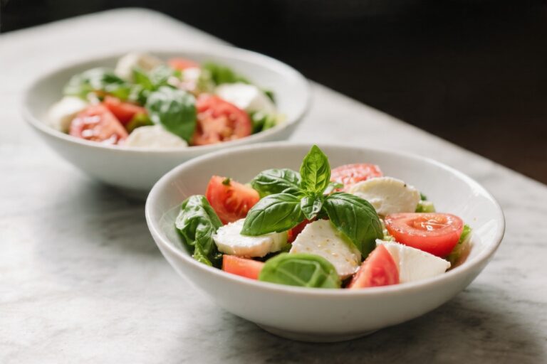 Caprese Salad Bowl With Fresh Basil & Mozzarella