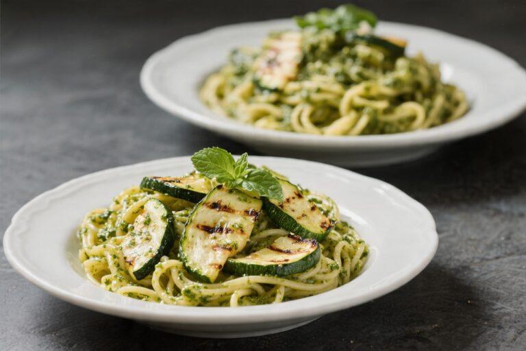 Pesto Pasta With Grilled Zucchini for Two