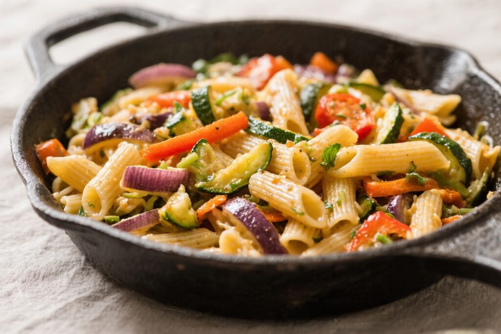 One-Pan Summer Veggie Pasta for Two
