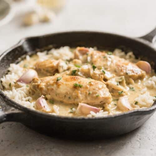 One Pot Creamy Garlic Chicken and Rice