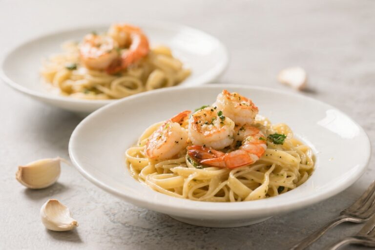 Garlic Butter Shrimp Pasta for Two
