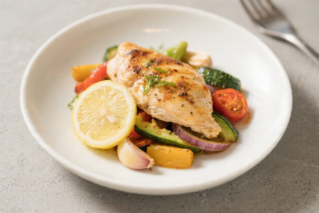 Lemon Garlic Chicken With Summer Veg