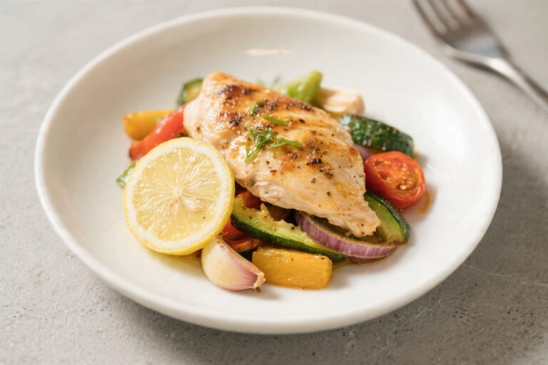 Lemon Garlic Chicken With Summer Veg